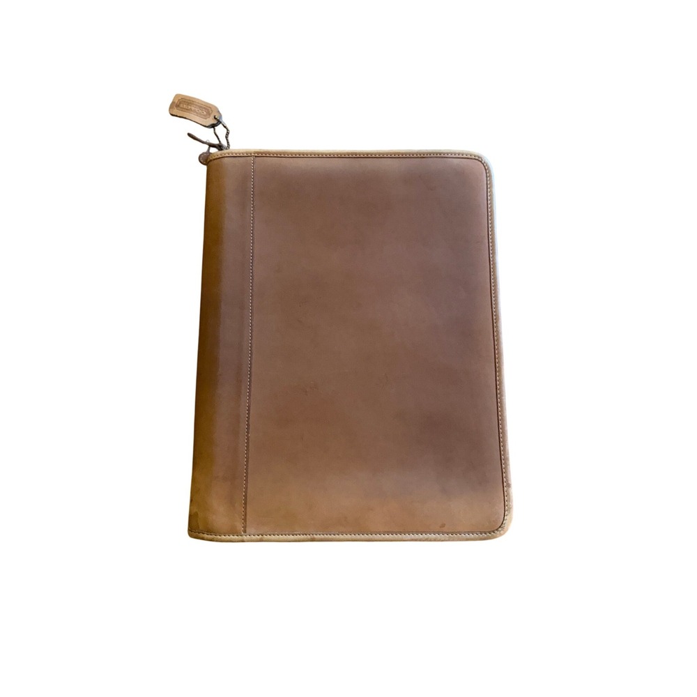 Coach Vintage Tan Leather Zip Around Portfolio Organizer Document Case Tan